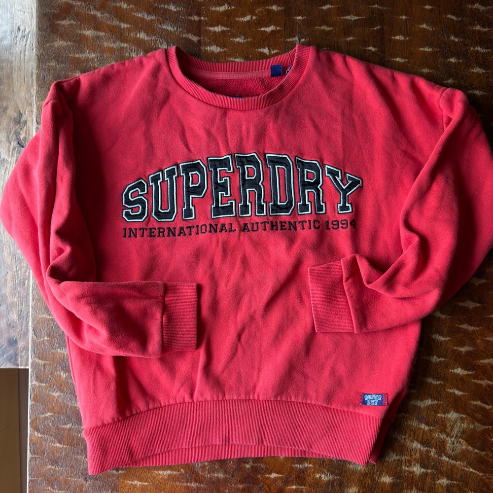 Superdry‎ Sweatshirt Graphic Logo Y2K Women Size 6 Red